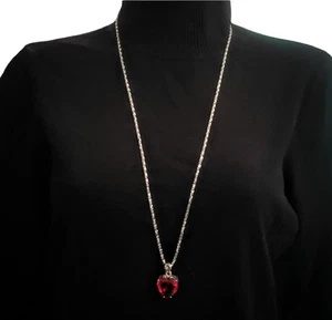 Stunning Ruby Red Glass Heart On 925 Marked Basket Setting - Picture 1 of 12