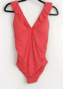 Women's Maternity SwimSuit M Soft Pink Bush Ruffled Adjustable Strap Gap ~ New - Picture 1 of 7
