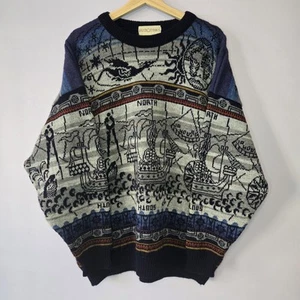 Past Times Vintage World Map 100% Wool Sweater/Jumper - Picture 1 of 11