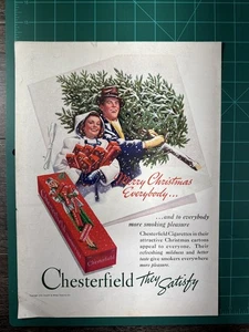 Vintage 1938 Orig Zeitschrift Anzeige Chesterfield Zigaretten Frohe Weihnachten alle - Bild 1 von 3