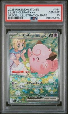 2025 Pokemon JTG EN #184 Lillie's Clefairy EX Special Illustration Rare PSA 10 - Image 1 of 3