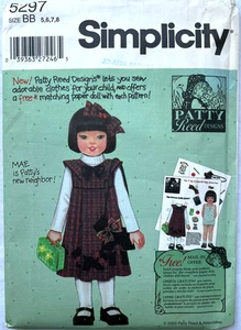 Simplicity Pattern 5297 Girls Jumper, Bag & Hairbow Sizes: 5, 6, 7, 8 - Picture 1 of 3