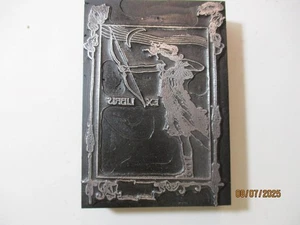 Printing Letterpress Printer Type Block Goddess Under Moon w Bow & Arrows - Foto 1 di 6
