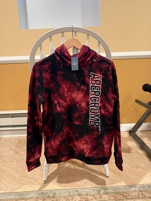 NUEVO CON ETIQUETAS Abercrombie Niños Niños Negro Rojo Pullover Sudadera con Capucha Talla 15/16 Logo Ropa de Calle Foto 1 de 4