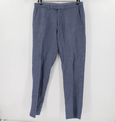 J crew pants men's 32 L32 Baird mcnutt irish linen herringbone bowery blue slim - Image 1 of 4