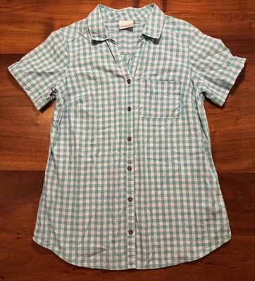 Columbia Mujer Verde A Cuadros Manga Corta Exterior Senderismo Camisa Abotonada Talla Pequeña Foto 1 de 4