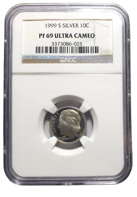 1999-S Silver Roosevelt Dime NGC PF69 Ultra Cameo - Image 1 of 2