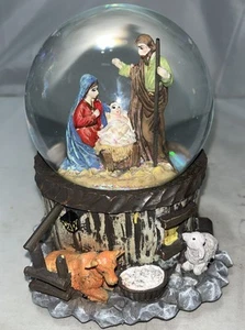 Musical Nativity Scene Snow Globe 6.5” Tall Music Box Tested WORKS Christmas - Picture 1 of 5