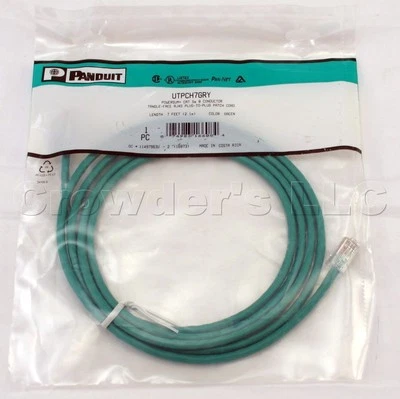 Panduit UTPCH7GRY CAT 5E Green Conductor 7ft Optional RJ45 Plug In NEW - Image 1 of 4