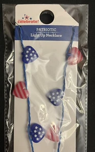 RED,WHITE,BLUE AMERICAN STARS & STRIPES LED LIGHT-UP BLINKING STARS NECKLACE - Picture 1 of 5