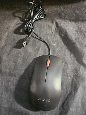 Lenovo Wired USB Mouse Model: SM-8823 Black & Red Scroll Wheel (16364) - Image 1 of 3