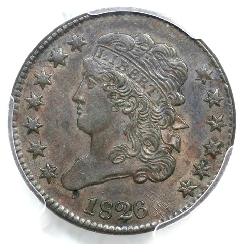 1826 C-1 PCGS AU 55 Classic Head Half Cent Coin 1/2c Cover