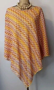 Camiseta sin mangas Joan Vass para mujer naranja amarillo chal tejido adjunto talla L - Imagen 1 de 6