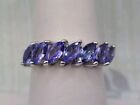 D'Joy Sterling Silver 925 Marquise Shaped Tanzanite Band Ring sz 7