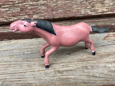 VICTORIAN CHINESE EXPORT PORCELAIN CHINA PURPLE GLAZE MINIATURE HORSE FIGURINE - Image 1 of 2