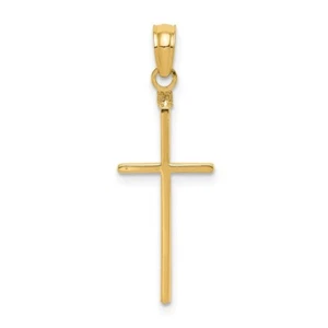 Real 14kt Yellow Gold Polished Cross Pendant - Picture 1 of 6