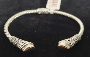 Bali Sterling Silver 18K Gold Plated Accent Cuff Bracelet-6.875 in-NWT-$129.98 - Picture 1 of 4