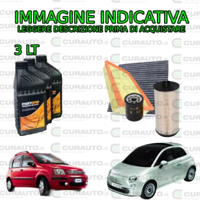KIT TAGLIANDO 4 FILTRI + OLIO MOTORE 3 LT. FIAT PANDA 169 / 500 1.3 Multijet 03> - Immagine 1 di 4
