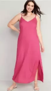 NWT Old Navy Tie-Back Maxi Slip Dress for Women Size Medium Pink - Picture 1 of 7