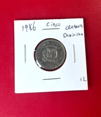 1986 CINCO CENTAVOS Dominican Republic COIN - NICE WORLD COIN !!! - Image 1 of 2