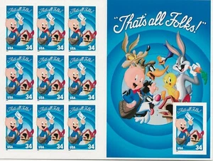 2001 34 Cent Porky Pig voller 10er Bogen Scott #3534, postfrisch NH - Bild 1 von 1