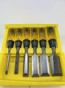 Vtg Stanley No.60(16-601A) Bevel Edge Paring Chisel Set With Casing USA NOS. - Picture 1 of 18