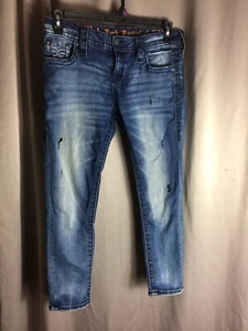 Rock Revival Womens Jeans Size 28 Blue Moon Ankle Skinny Distressed - Picture 1 of 8