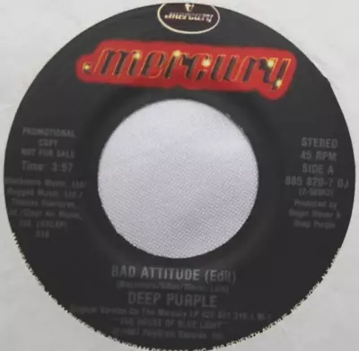 DEEP PURPLE BAD ATTITUDE EDIT PROMO 45 7" VINYL RECORD VG++ *QUICK SHIP* - Image 1 of 4