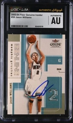Jason Williams Auto CGC JSA 2003-04 Fleer Genuino Insider #59 Chocolate Blanco Foto 1 de 2