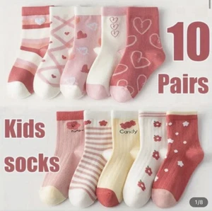 10 pairs of girls' flower socks 9-12 Years Old - Picture 1 of 5