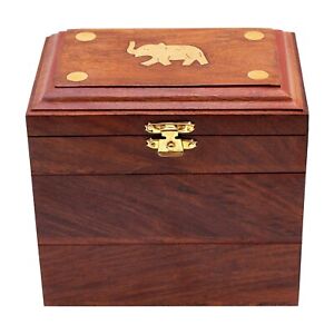 Wooden Handmade Jewellery Box for Women Jewel Organizer Box (Pack of 1) AU