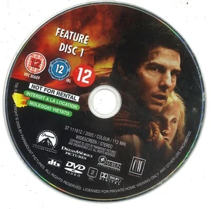 War of the Worlds (2005) 2-Disc Special Edition DVD, Disc Only, Tom Cruise - Picture 1 of 2