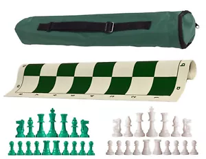 Green Archer gewichtetes Schachset - Vinylbrett, Tasche mit grünen & weißen Stücken - Bild 1 von 5