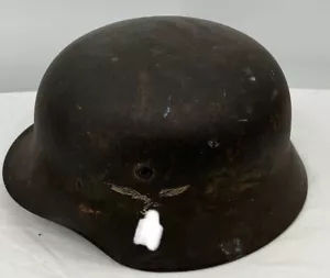 German Luftwaffe M35 Single Eagle Helmet Original Q66 World War II - Picture 1 of 14