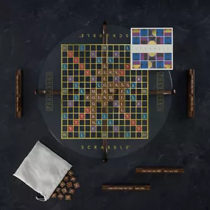 WS Game Company SCRABBLE Prisma Glass Edition with Rotating Board Lazy Susan New - Picture 1 of 5