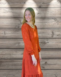 Long Sleeve Eyelet Dress - Picture 1 of 9