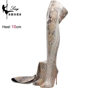 Abouve The Knee-high Boots Flux Snake Ligth Tan All Sizes Available - Picture 1 of 5