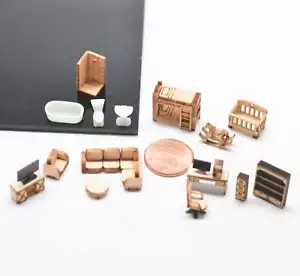 1:144 Kit mobili in miniatura quattro stanze casa delle bambole / SMA HS009 - Foto 1 di 9