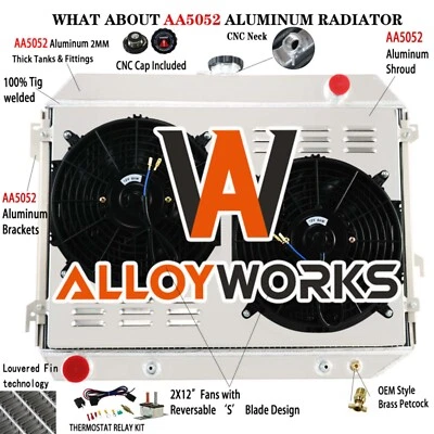 26"W 3 Row Aluminum Radiator Shroud Fan For 1968-1974 1972 Dodge Plymouth Mopar - Image 1 of 4