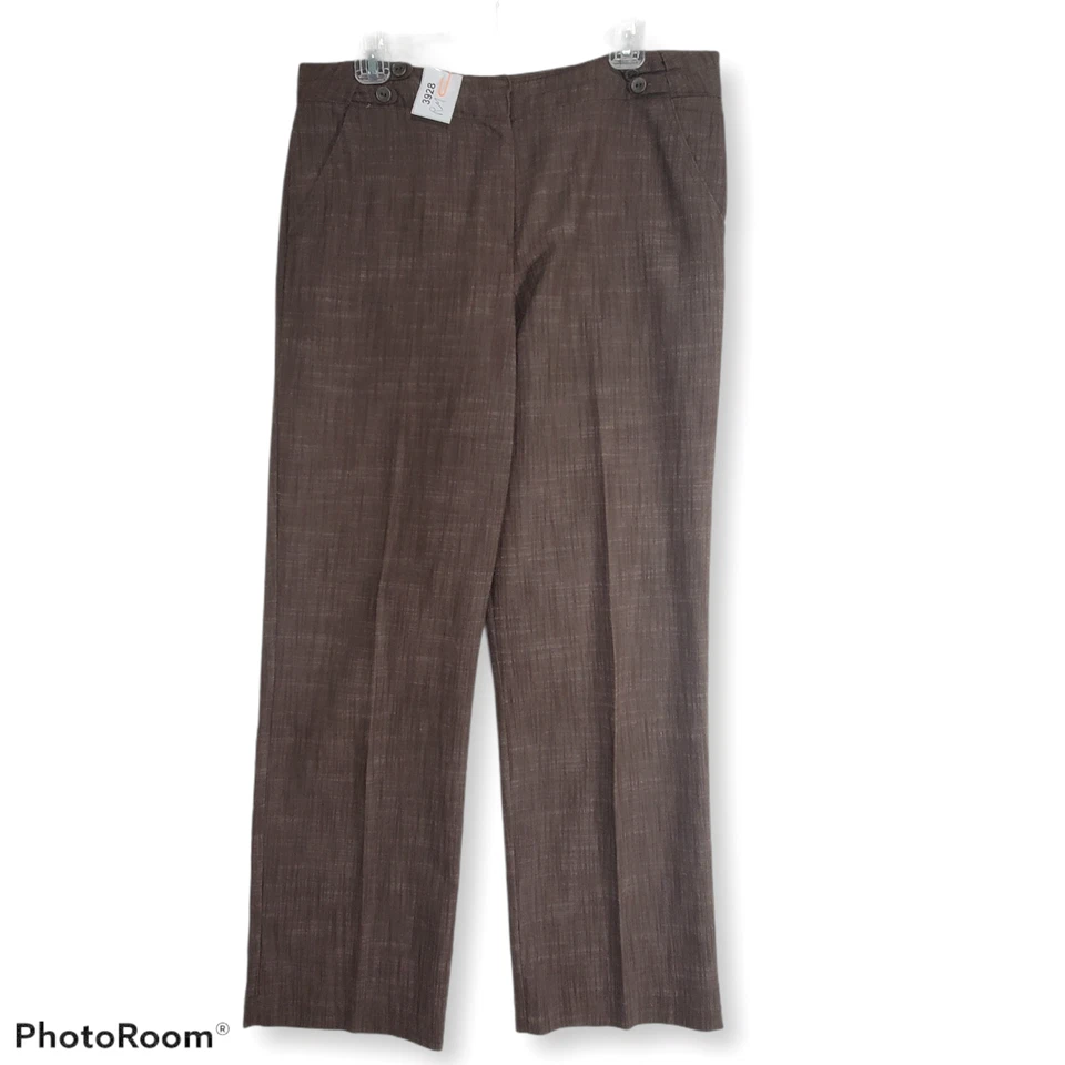 Новые направления коричневый платье брюки размер 12 плоский передний 31 внутренний шов прямые штанины кнопки - Изображение 1 из 4