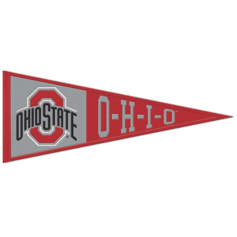 OHIO STATE BUCKEYES O-H-I-O WOOL EMBROIDERED PENNANT 13"x32" NEW WINCRAFT 👀 - Image 1 of 1