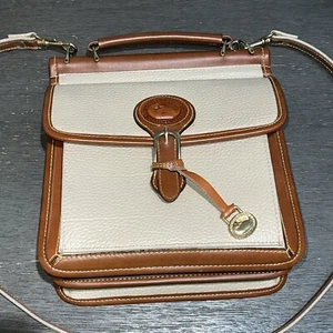 Vintage Dooney & Bourke Purse Surrey Carrier Pebbled Leather Beige Tan SEE PICS - Picture 1 of 16