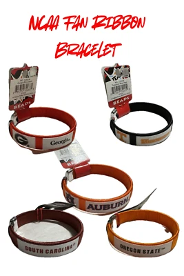 NCAA Fan Ribbon Band Bracelet- Gamecocks Tigers Volunteers Bulldogs Beavers - Image 1 of 4