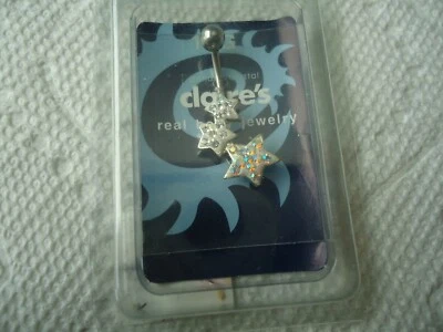 Nuevo Botón Ombligo CLAIRE'S (3) Estrellas Brillantes Joyería Corporal con Cristal Genuino 14G Foto 1 de 4