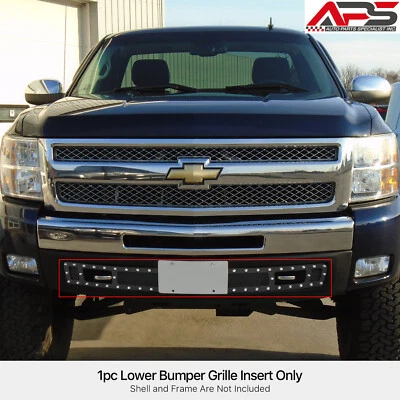 适用于 2007 - 2013 雪佛兰 Silverado 1500 保险杠不锈钢黑色网格格栅插入件 — 第 1/4 张图片