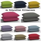 4x Polycotton Plain Housewife Pillowcases,Bed Room Pillow Cover in Multi Colours