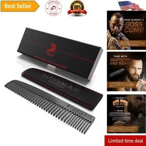 Premium Black Metal Mustache and Beard Comb with Protective Leather Pocket Case - Picture 1 of 9