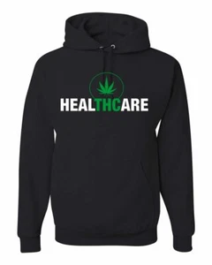 HealTHCare Funny THC Medical Cannabis Pun Men Sweatshirt Hoodie - Picture 1 of 20