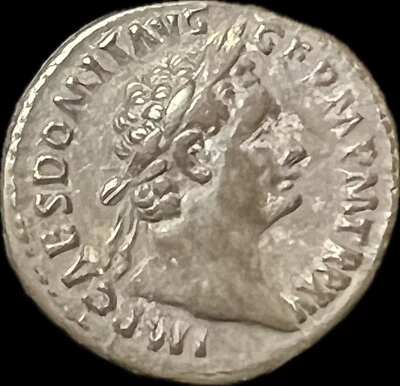 ANCIENT ROMAN SILVER DENARIUS - DOMITIAN - 95-96 AD. NEARLY EXTREMELY FINE! - Image 1 of 2
