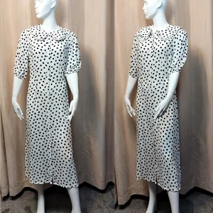 M&S Polka Dot COLLARED Longer MIDI Shirt /Tea DRESS ~ Size 12 ~ IVORY Mix - Picture 1 of 12